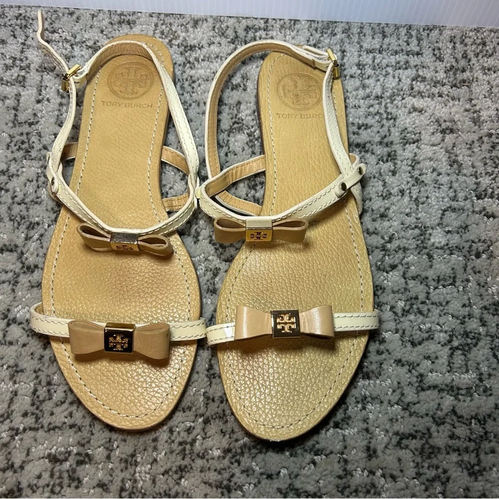Tory Burch Brown Kailey Patent Leather Strappy Sandals Size 8